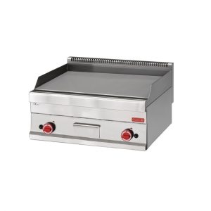 Plancha gaz professionnelle Gastro M avec plaque chromée lisse et bac récupérateur de graisse
