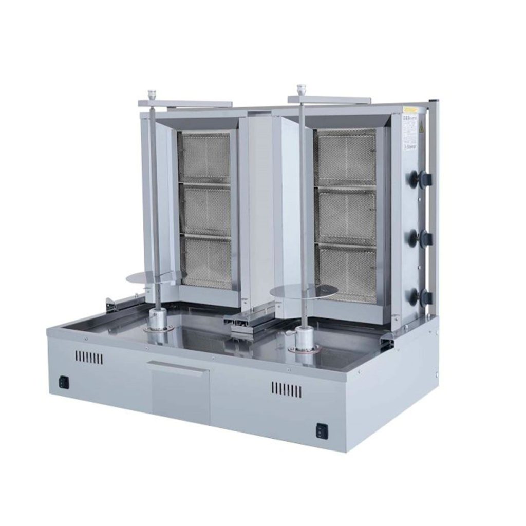 Machine à kebab gaz double 3 feux horizontal
